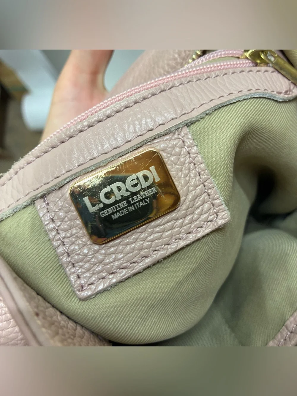 L Credi Backpack Pebbled Leather Convertible Shoulder Bag Daypack Italy Pink